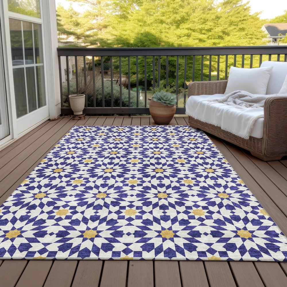Machine Washable Indoor/ Outdoor Chantille Morrocan Boho Rug