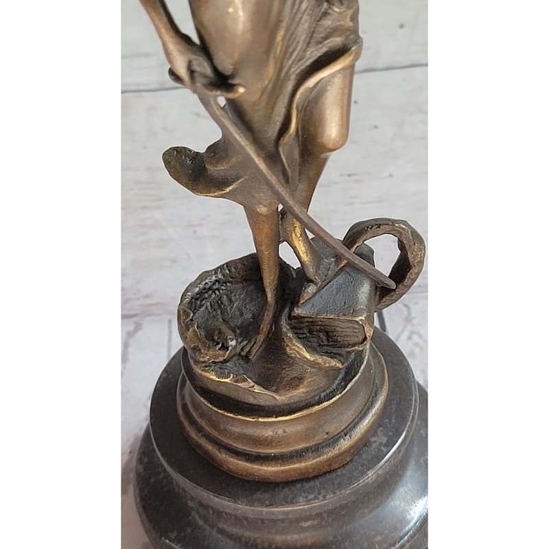 Real Bronze Statue Marble Lady Blind Justice Scales Law Sculpture Marble Figure