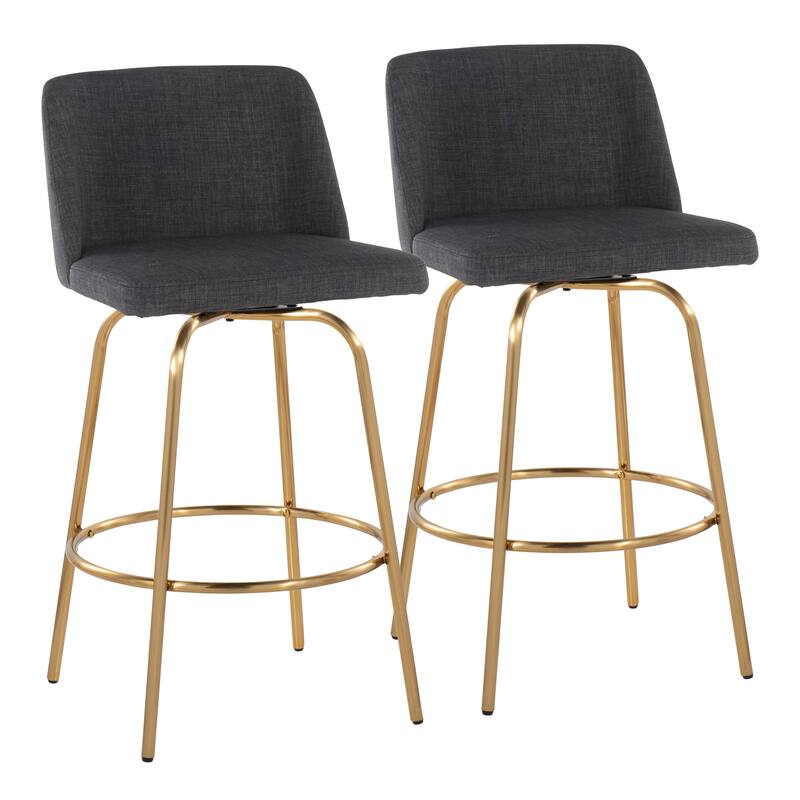 Silver Orchid Vallberga 26" Counter Stool with Gold Metal Base (Set of 2)