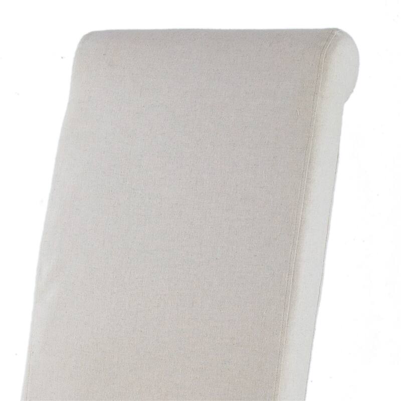 25 Inch Side Dining Chair, Skirted Parsons Style, White Fabric Slipcover