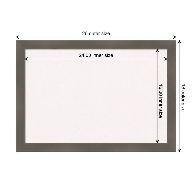 Edwin Clay Grey Wood Framed White Corkboard Bulletin Board - Board Size 24x16