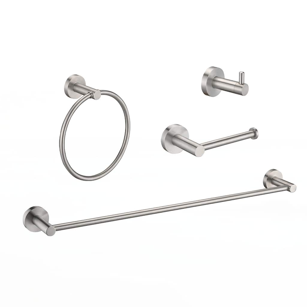 (4-Pack) Bathroom Set Brushed Nickel 22.7 Towel Bar Racks