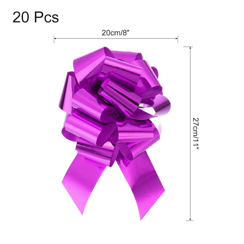 20pcs Metallic Large Big Pull Bow Gift Wrapping Bows Ribbon - Pink - 8 inch
