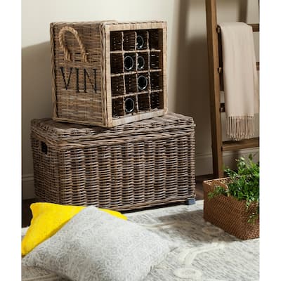 SAFAVIEH Aziza Natural 16-Bottle Wicker Storage Wine Rack