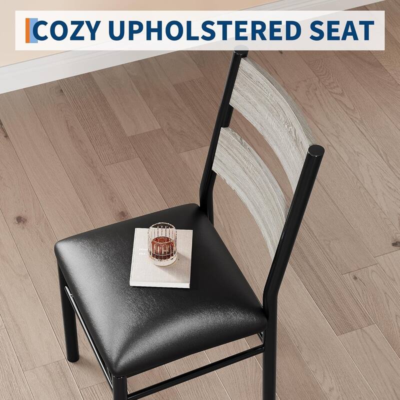 Dining Table Set, Wood Kitchen Table with Upholstered Chairs