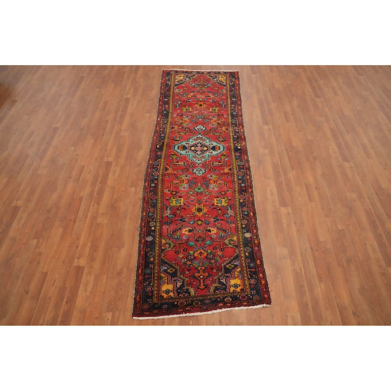 Hand Knotted Oriental 100% Wool Carpet Traditional Floral Red Lilian Runner Rug - 9' 5'' X 3' 0''