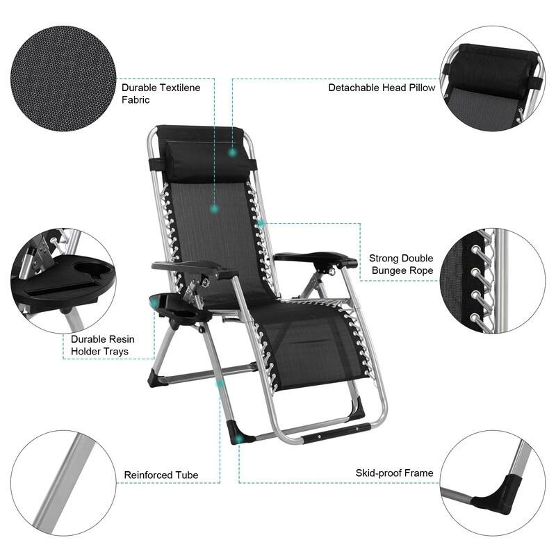Patio Single Folding Zero Gravity Chair with Cushions