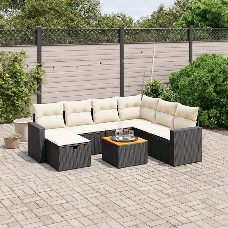 vidaXL Garden Sofa Set - Black and cream