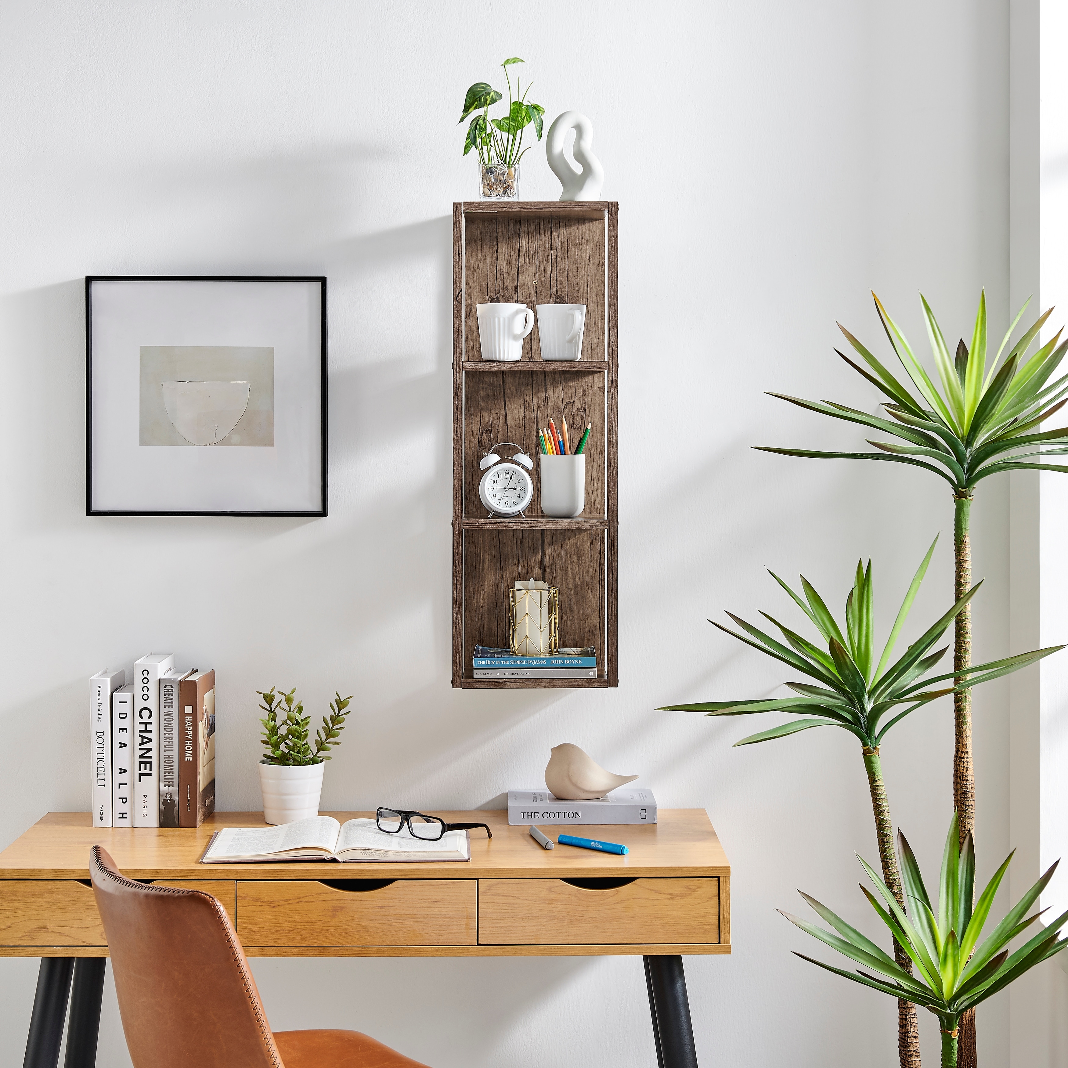 Danya B. Recife Vertical Three-Tier Modern Shadow Box Cube Display Wall Shelf