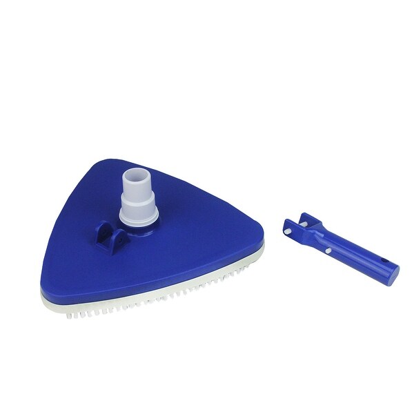 10.5" Blue and White Triangular Swimming Pool Vacuum Head with Swivel Cuff and Bumper - N/A