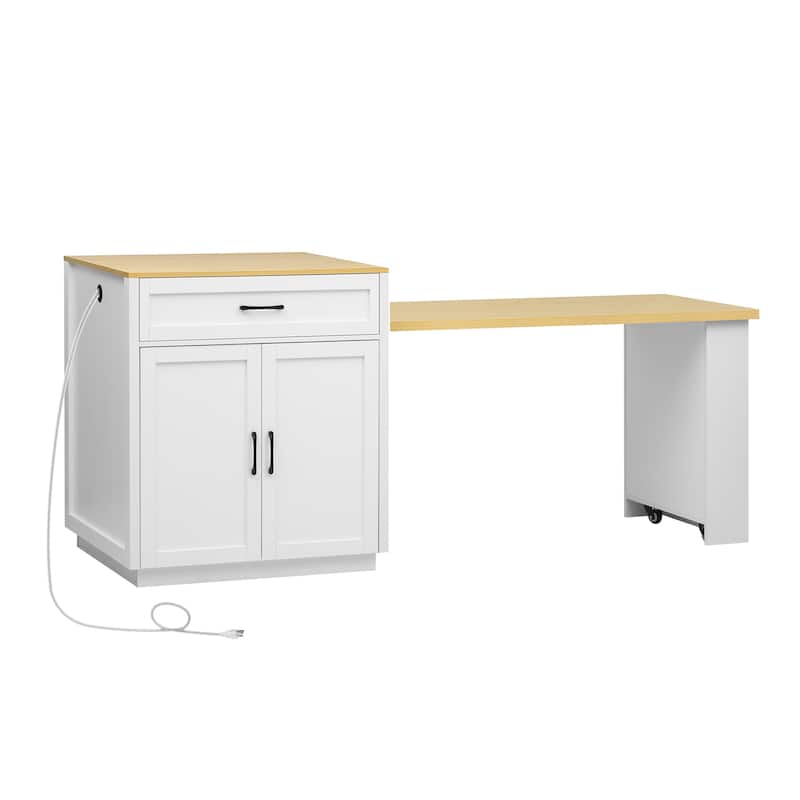 Tinny MDF Kitchen Island with Extendable Dining Table(32-in x28-in x36-in)