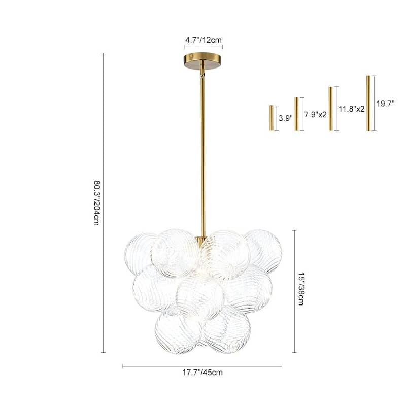 Glam Single-light Dining Room Glass Globe Bubble Chandelier - N/A