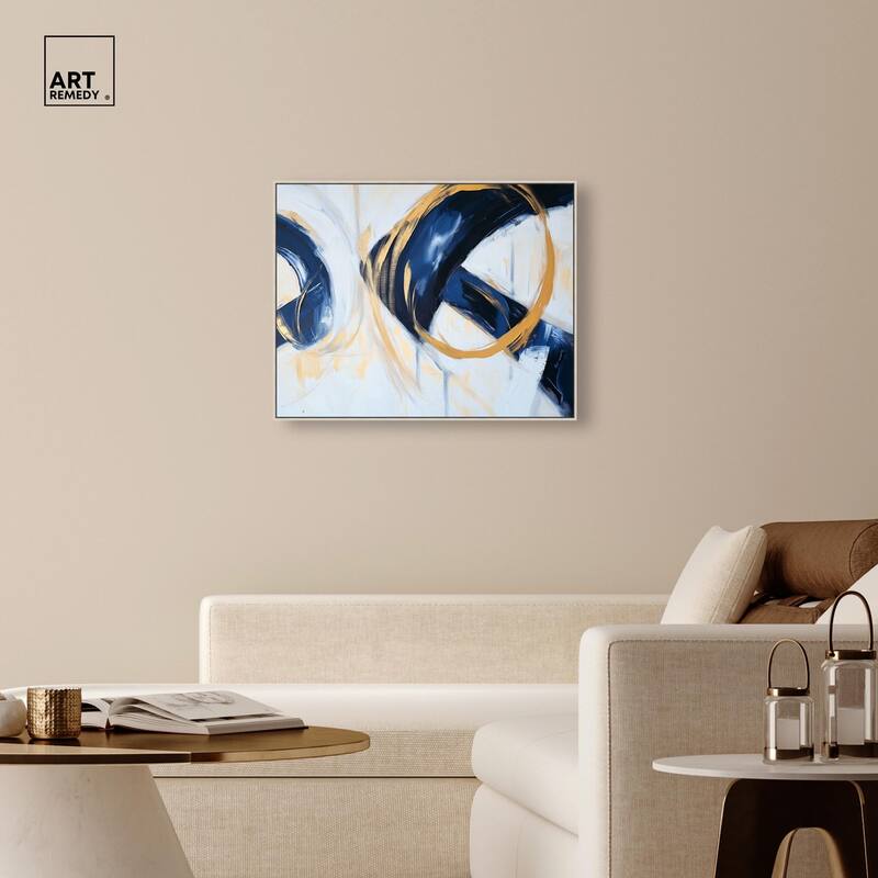 Navy and Gold Rings II Canvas by Art Remedy
