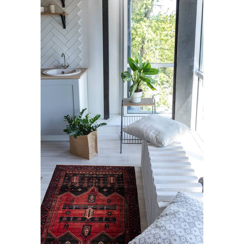 ECARPETGALLERY Hand-knotted Konya Anatolian Black, Red Wool Rug - 4'11 x 10'0