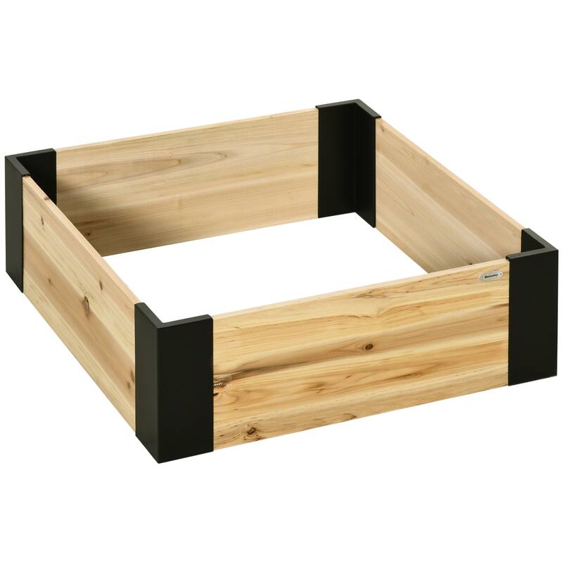 Outsunny 31.5" x 31.5" Raised Garden Bed with Metal Corner Bracket, No Installation Tools Required Planter Box for Growing