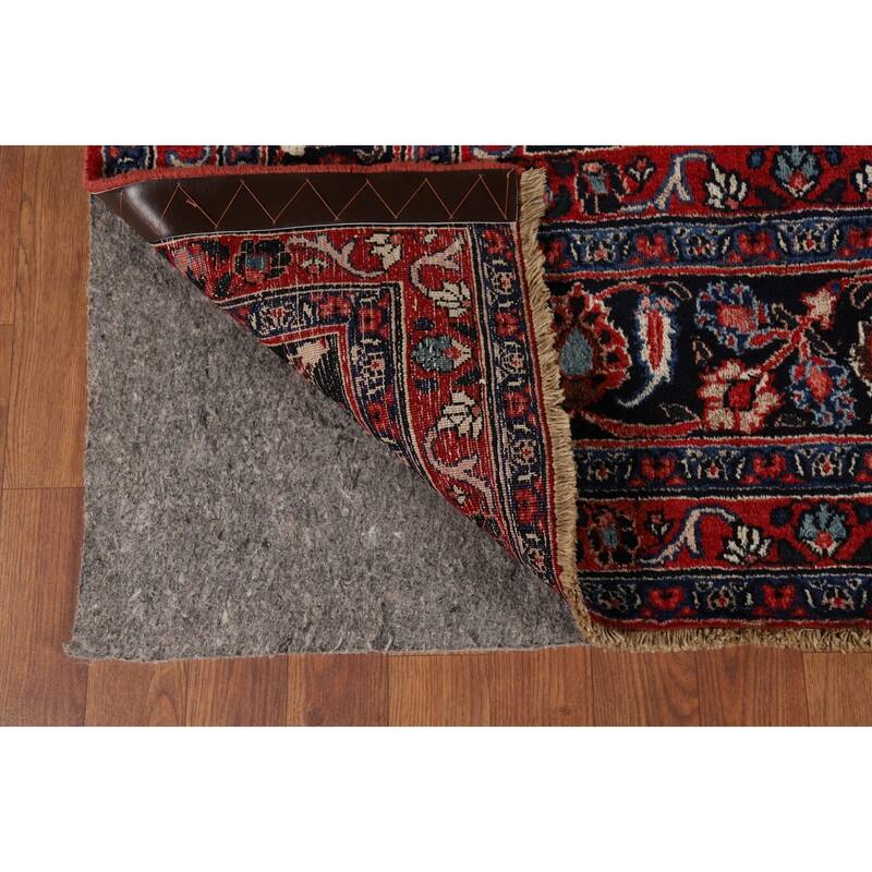 Vegetable Dye Floral Mashad Antique Persian Wool Carpet - 6'7" x 10'2"
