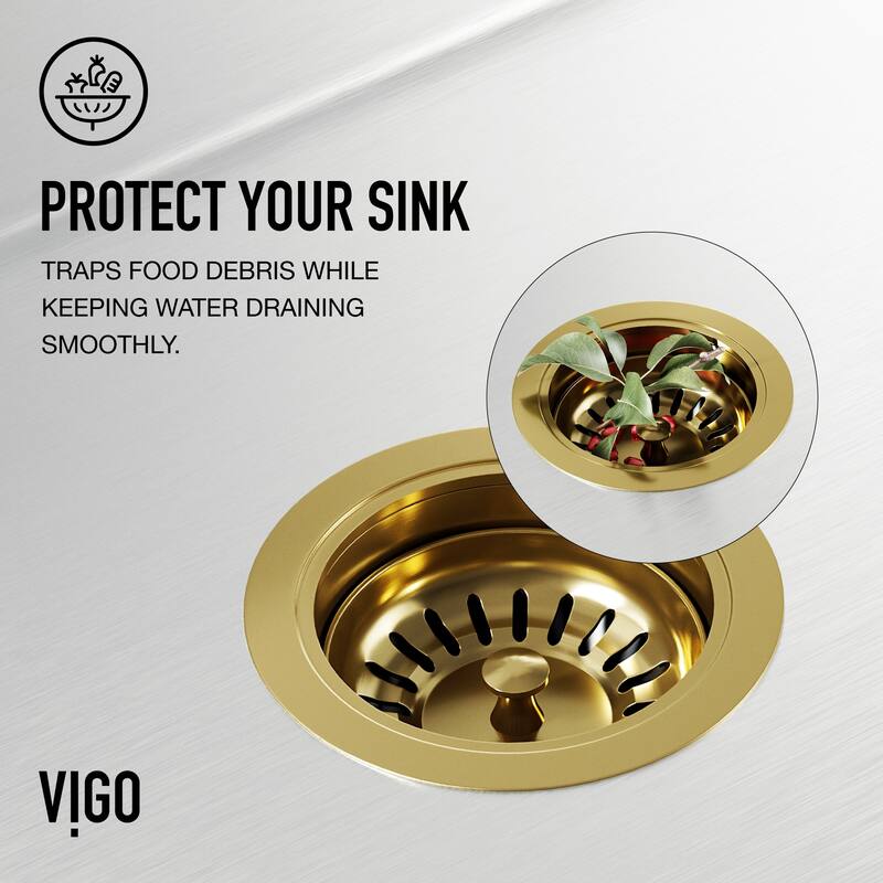 VIGO 3.5" W Kitchen Sink Drain Assembly with Strainer and Basket Stopper