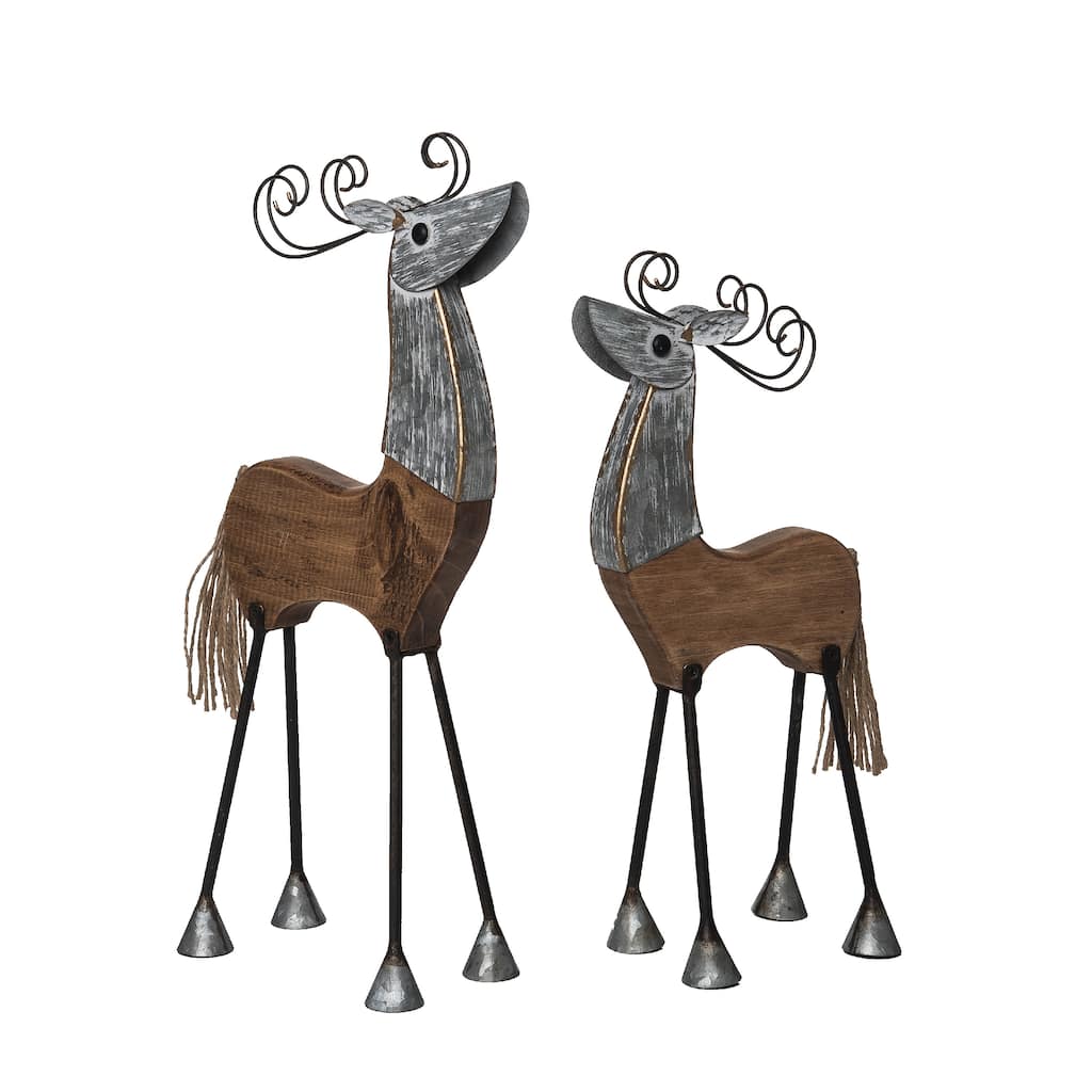 Transpac Metal 16.5 in. Multicolor Christmas Curled Antlers Regal Reindeer Set of 2