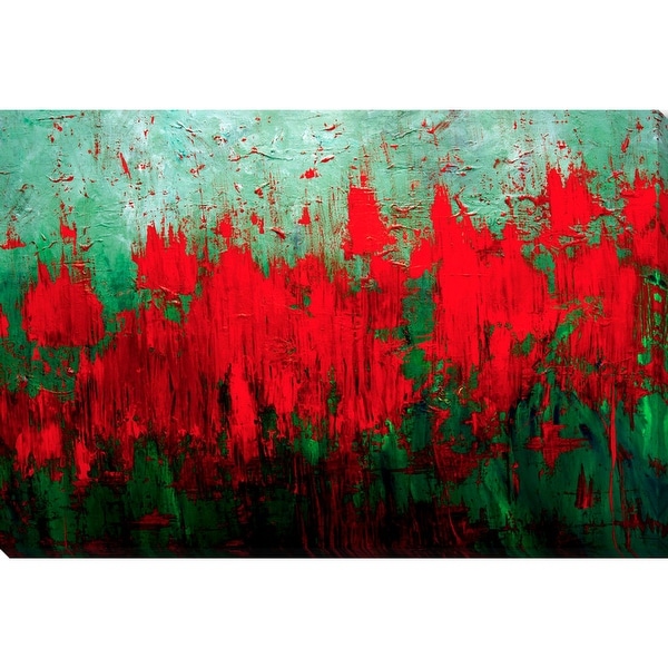 Red and Green Printed Rectangular Canvas Wall Art Decor 27" x 40" - N/A