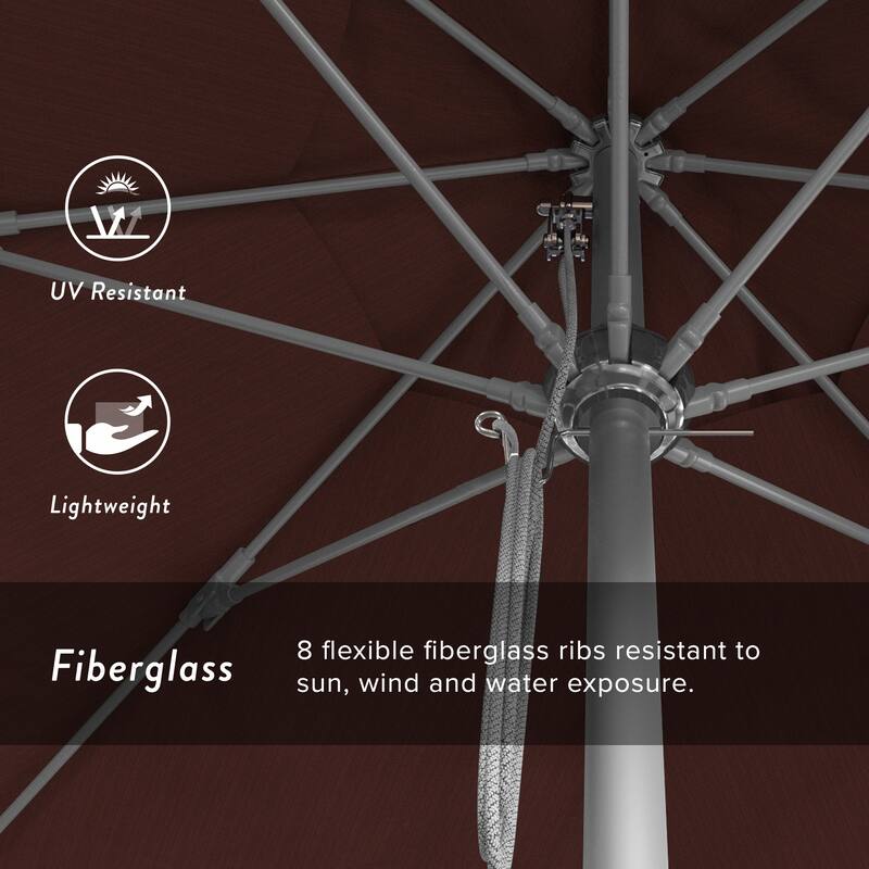 California Umbrella 11' Rd Aluminum Frame, Fiberglass Rib Market Umbrella, Push Open, Anodized Silver Finish, Olefin Fabric