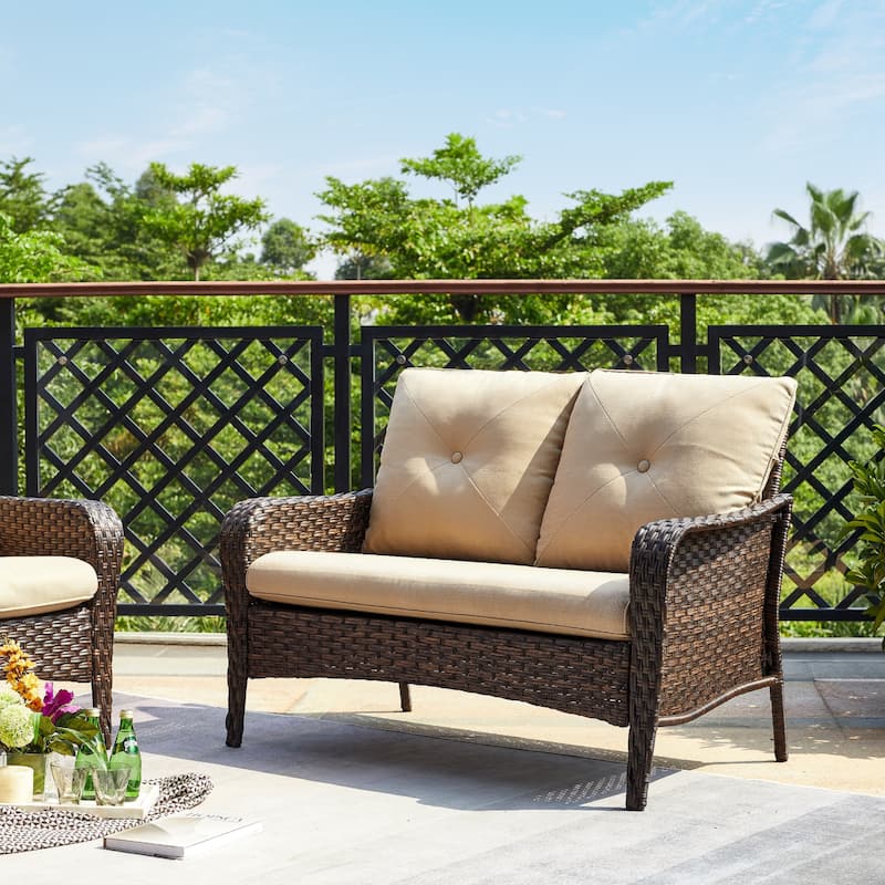 Pocassy 4-Piece Patio Wicker Sofa Set with Cushions