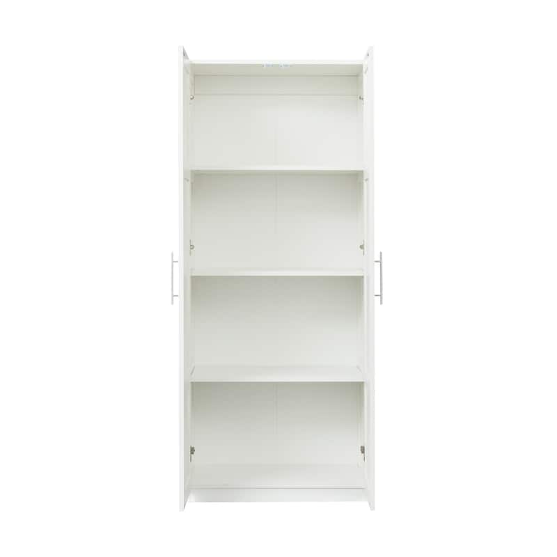 Roomfitters Pantry Cabinet, Freestanding Kitchen Storage Cupboard with 2 Doors and Adjustable Shelves, White