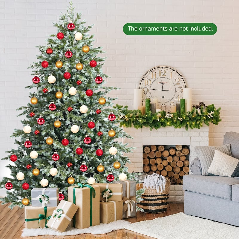 Costway 7ft Artificial Christmas Spruce Hinged Tree w/ 1260 Mixed PE &