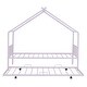 preview thumbnail 22 of 52, Metal House Bed with Twin Size Trundle, Twin/Full Size Playhouse Bed Montessori Bed with Roof Design for Kids Bedroom