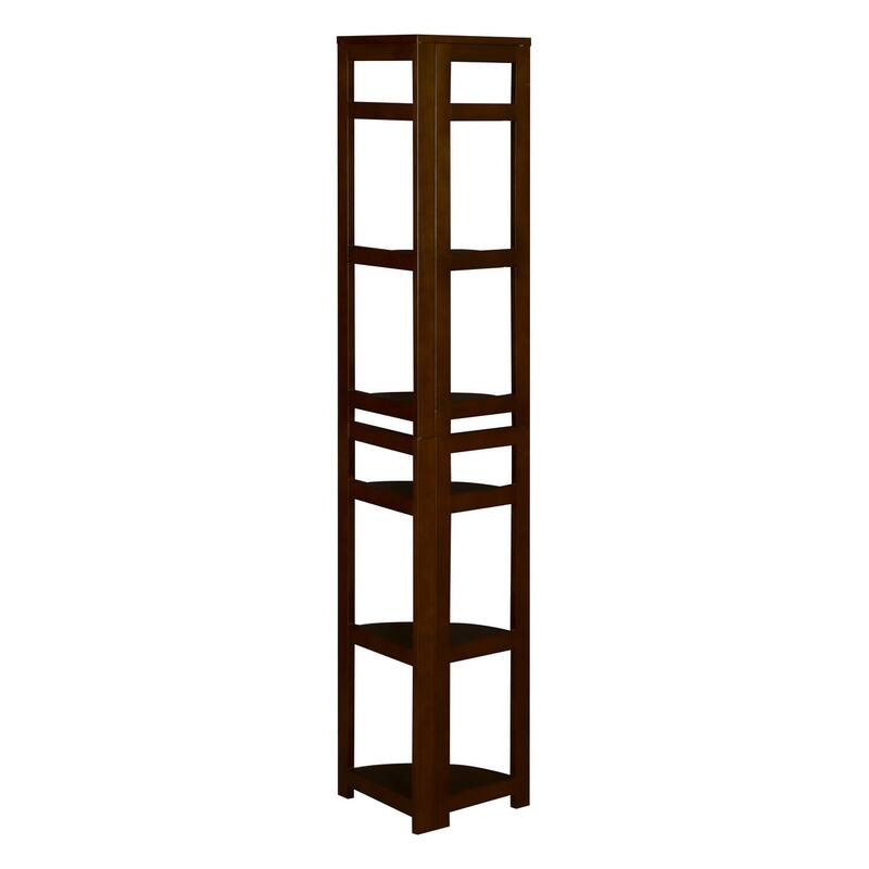 Fairway 67" High Corner Folding Bookcase- Mocha Walnut