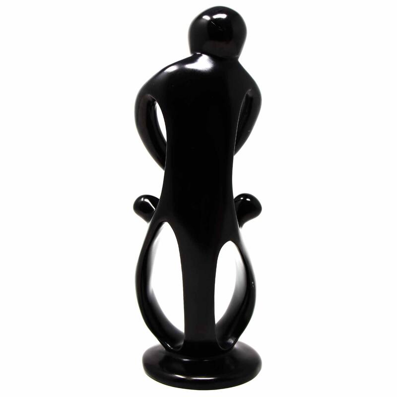 Handmade Soapstone Family Sculpture, Black Finish