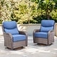 preview thumbnail 104 of 187, Outdoor Patio Sofa Swivel Chair with 6-Inch Thick Cushions Set 2PCS Swivel Chair - Brwon Wicker Blue Cushion