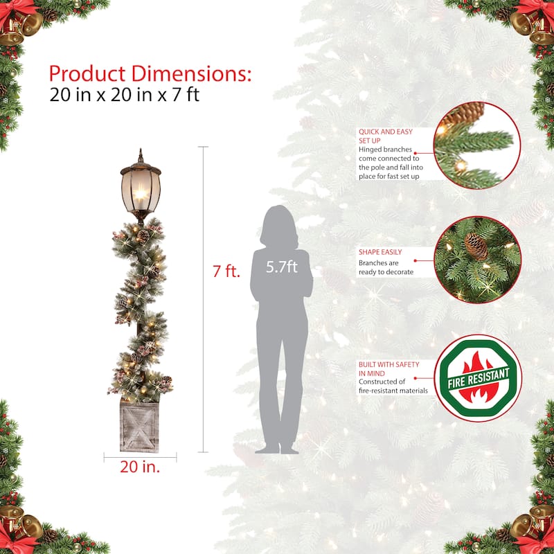 Puleo International 7' Lamp Post Decorated Garland