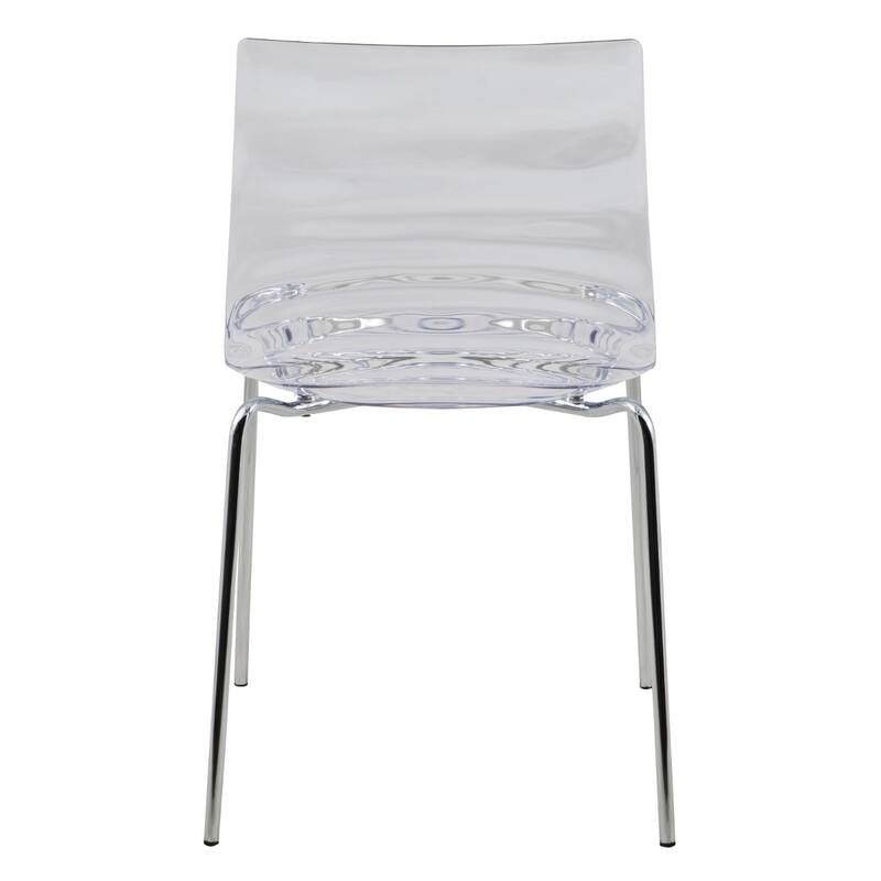 Astor Modern Transparent Ripple Pattern Dining Side Chair With Chrome Metal Legs Accent Chair Set of 2