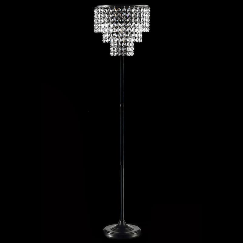 Cayla 60" Crystal/Metal Floor Lamp, Bronze / Clear by JONATHAN Y - 60" H x 14" W x 14" D