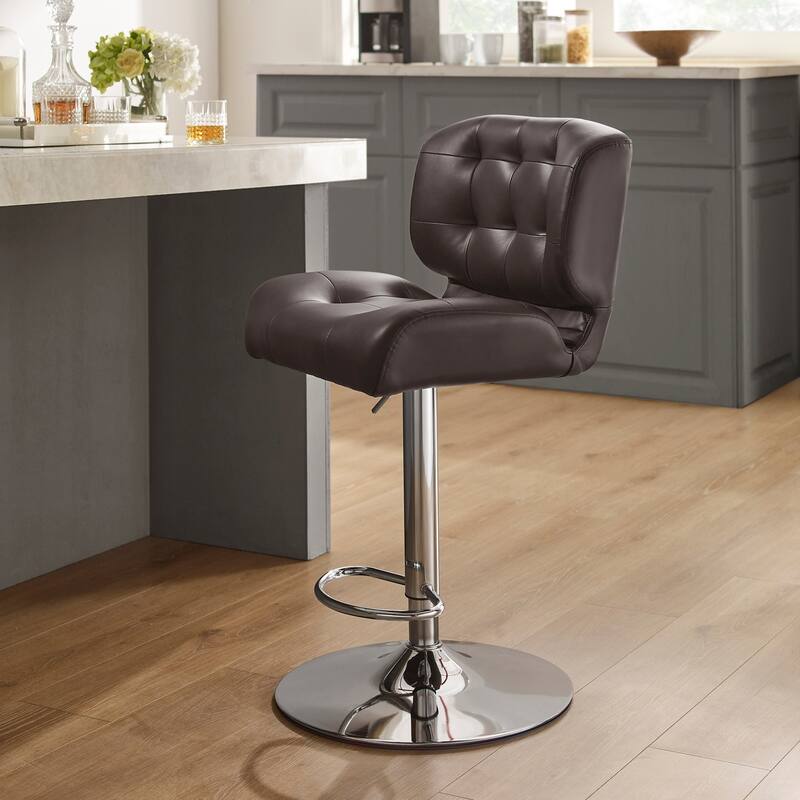 Reilly Adjustable Faux Leather Barstool - Chocolate