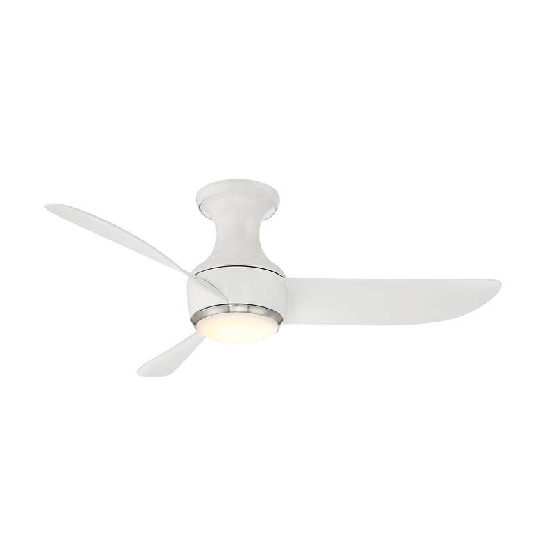 Corona 3-Blade Smart FlushMount Ceiling Fan 44in 3000K LED & Remote - N/A - Brushed Nickel Matte White