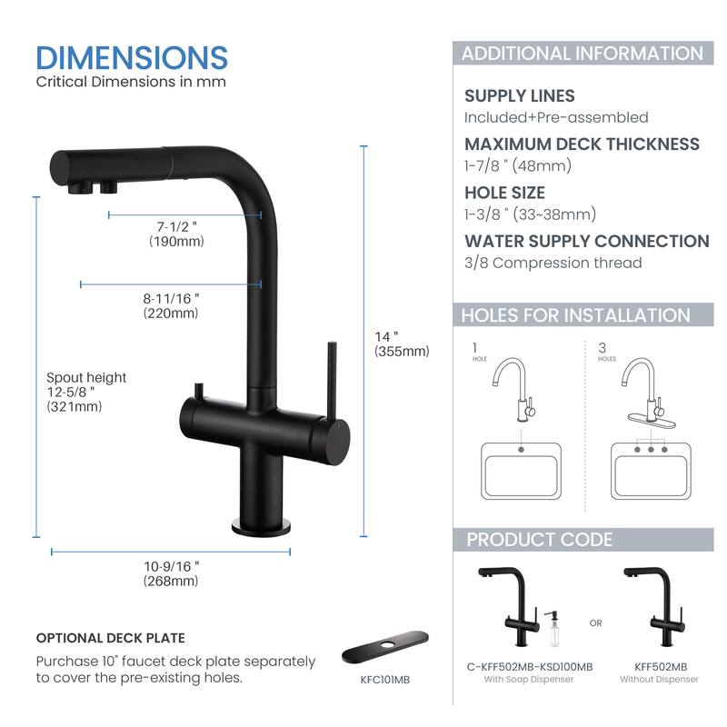 Circular 2-in-1 Water Filter Kitchen Pull Out Faucet