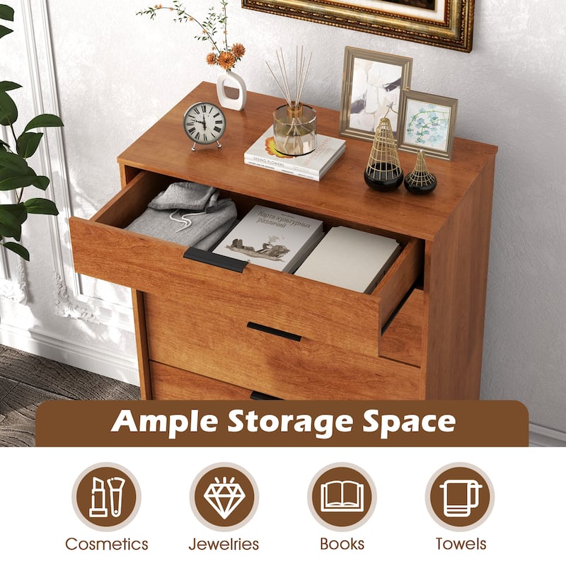 Gymax 5-Drawer Dresser w/ Interlock System Metal Support Legs &