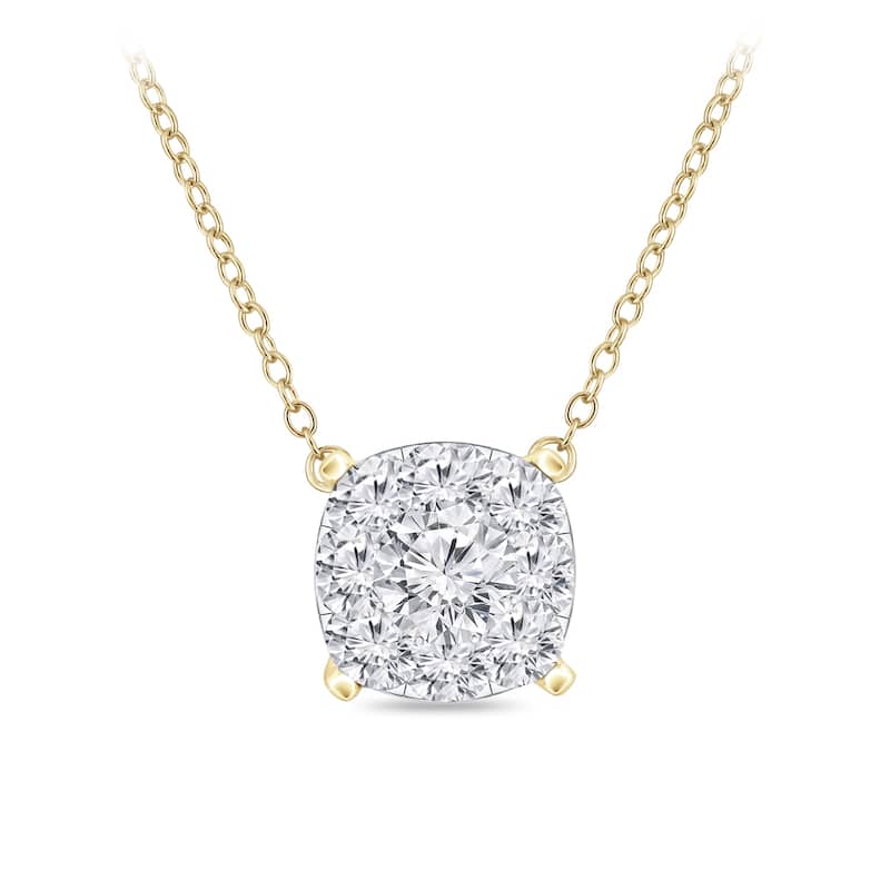 Auriya 14k Gold Pave Diamond Disc Necklace 3/8ct TW (H-I, I1-I2) - Yellow