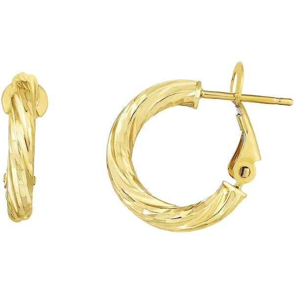 16mm 10K Yellow Gold Twist Hoop Earrings 