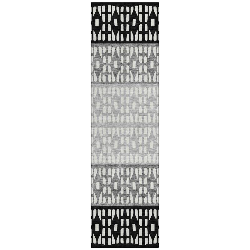 Machine Washable Indoor/ Outdoor Stripe Geo Chantille Rug