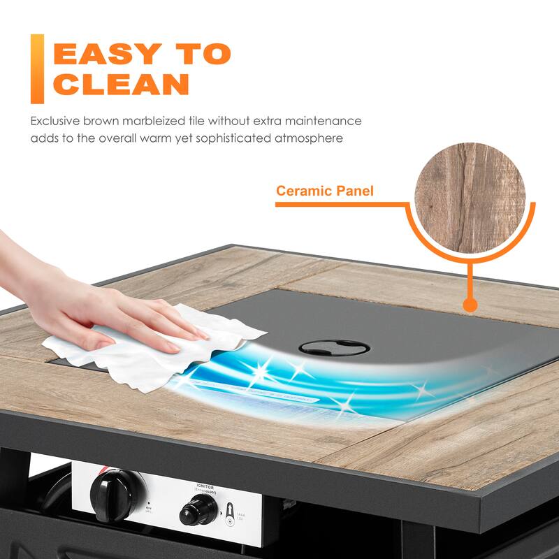 Outdoor 28 Inch 50,000 BTU Propane Gas Fire Pit Table with Cover - 28 inches