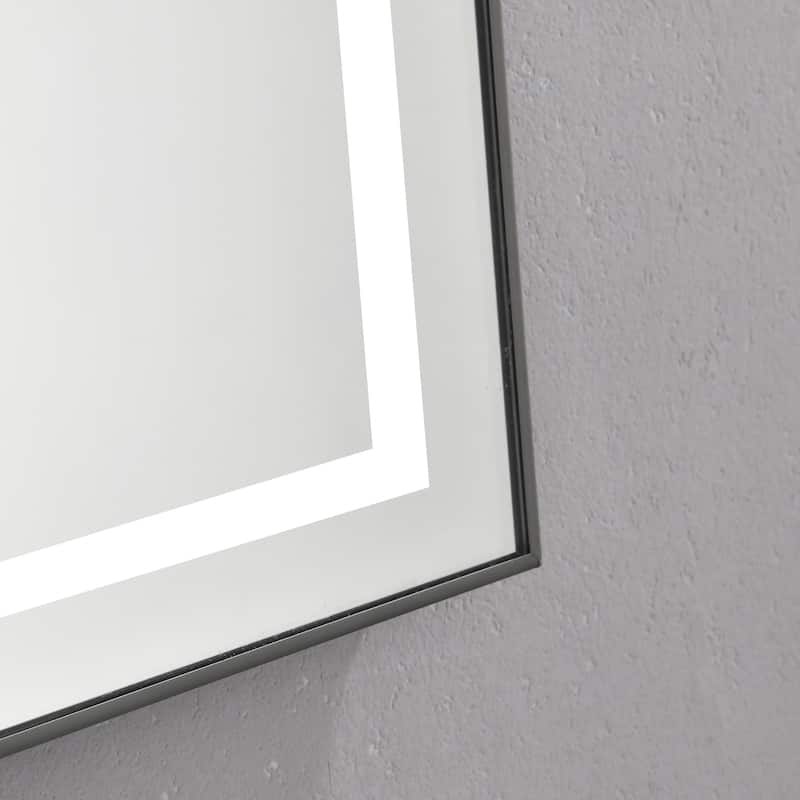 24" x 32" LED Bathroom Mirror with Front and Backlight, Wall Mounted Vanity Mirror with Aluminum Frame, Anti-Fog