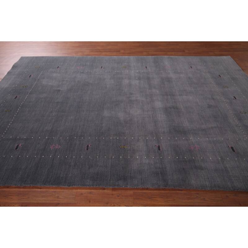 Gray Gabbeh Indian Area Rug Hand-Knotted Wool Carpet - 6'8"x 10'1"