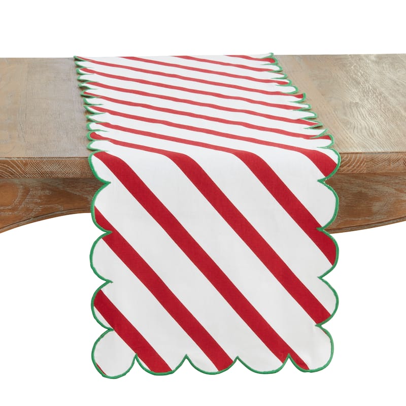 Scalloped Table Runner - 16"x72" - Green