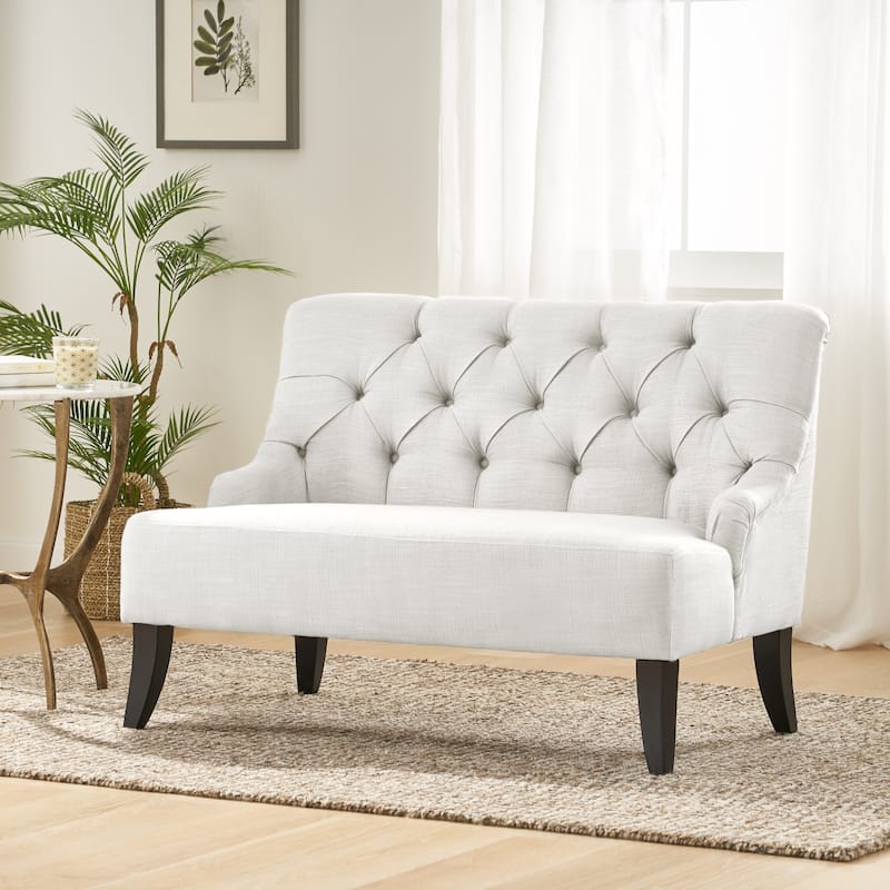 Nicole Polyester Blend Fabric Settee by Christopher Knight Home - 29.25"L x 43.75"W x 30.50"H - Light grey