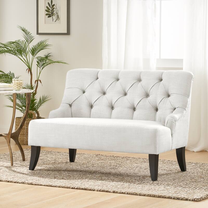 Nicole Polyester Blend Fabric Settee by Christopher Knight Home - 29.25"L x 43.75"W x 30.50"H - Light grey