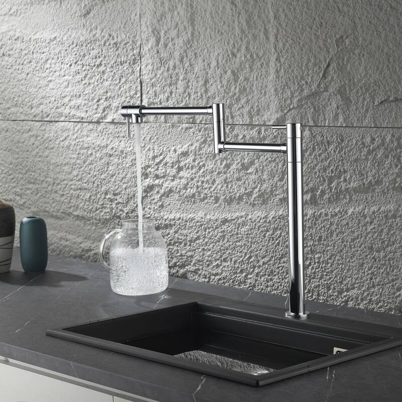 Deck Mount Pot Filler Faucet Brass Single Hole Brass Folding Double Joint Swing Arm Kitchen Sink Faucets