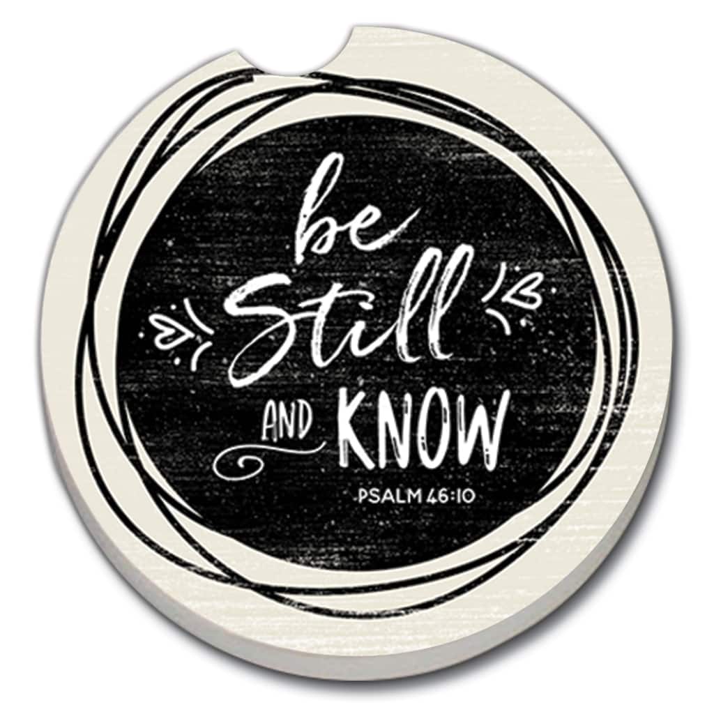Counterart Absorbent Stoneware Car Coaster, Be Still, Set of 2 - 2.5