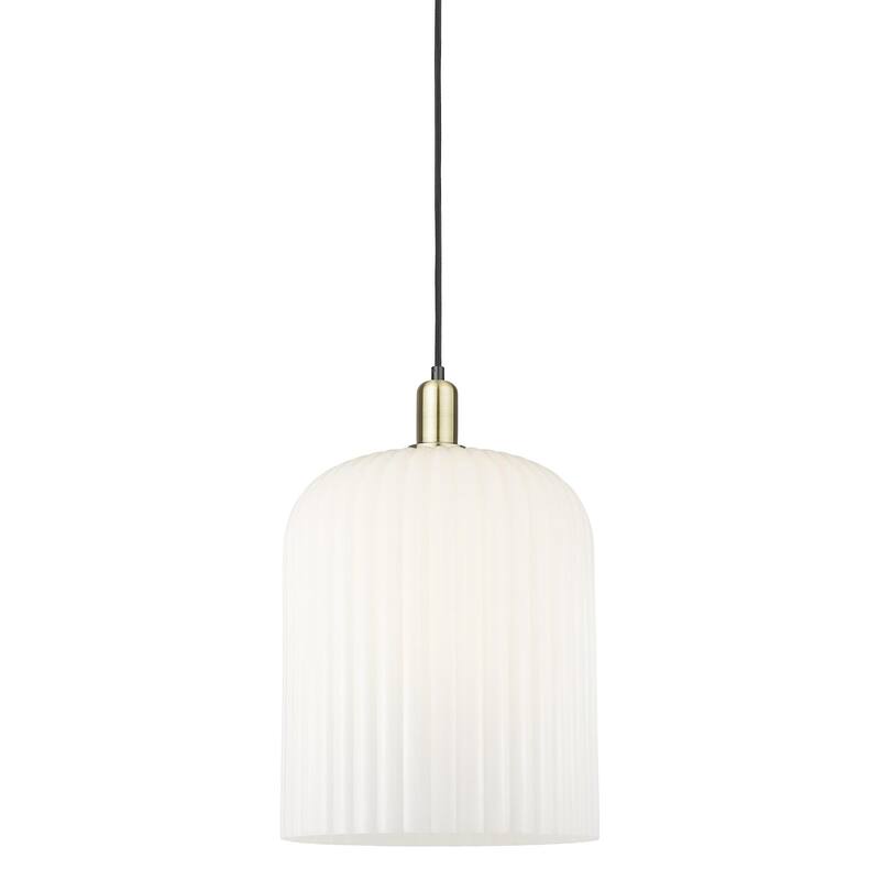 Innovations Lighting 716-1P-18-12 Bridal Veil Pendant Bridal Veil 12" - Black Antique Brass / Gloss White